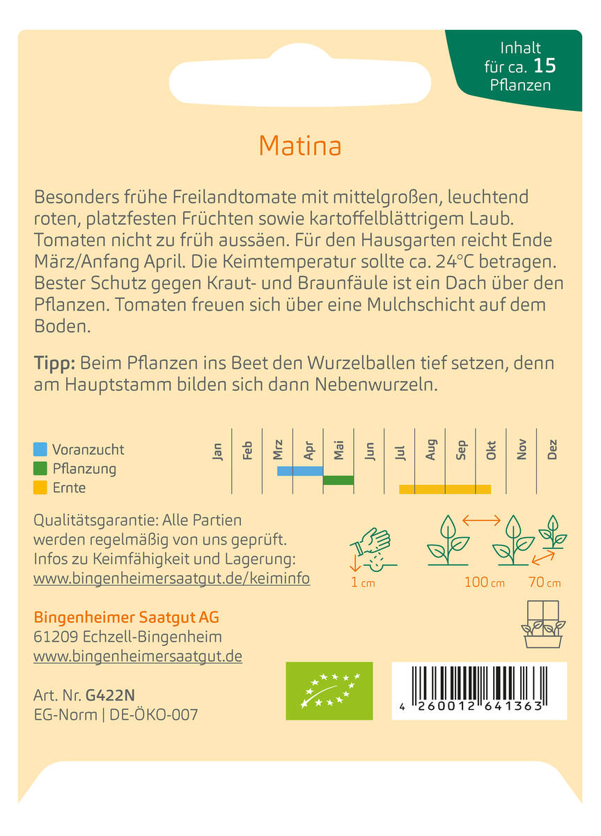 Bingenheimer Saatgut Tomate Matina
