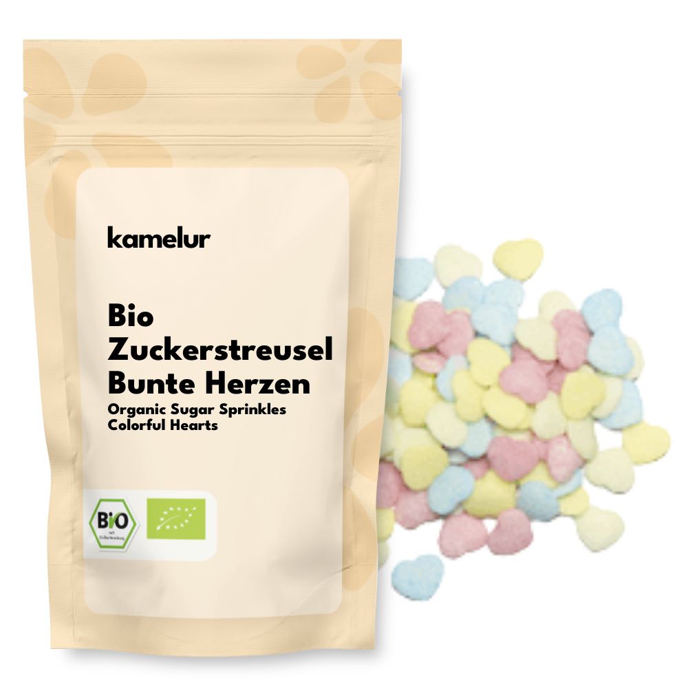 Coeurs multicolores en vermicelles bio