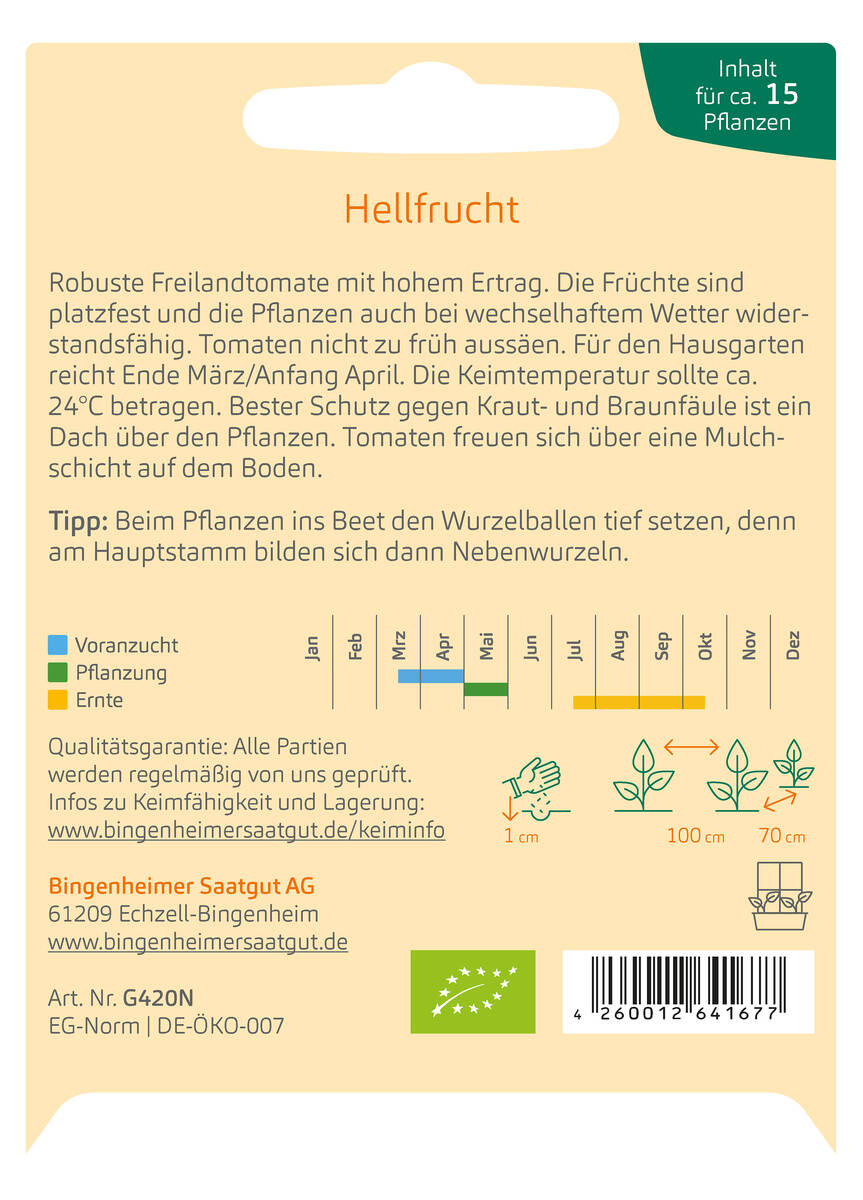 Bingenheimer Saatgut Tomate Hellfrucht