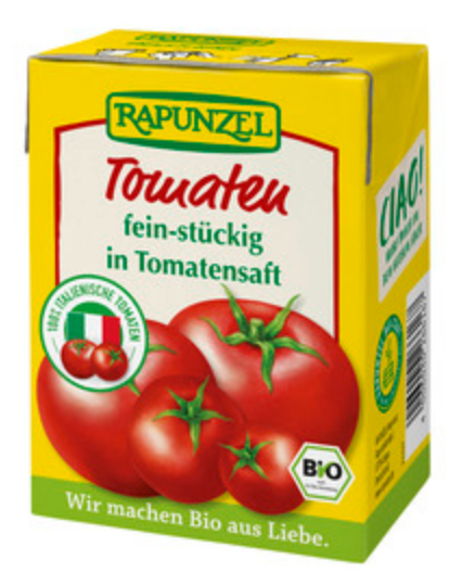 Rapunzel Bio Tomaten fein-stückig in Tomatensaft im Tetra Pak 390g
