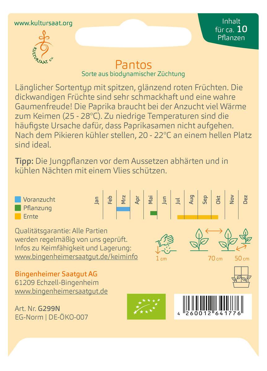Bingenheimer Saatgut Paprika Pantos