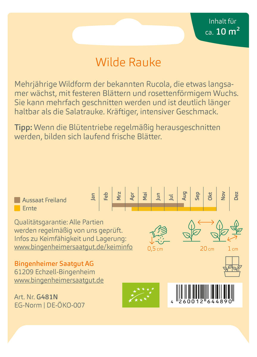 Bingenheimer Saatgut Rucola Wilde Rauke